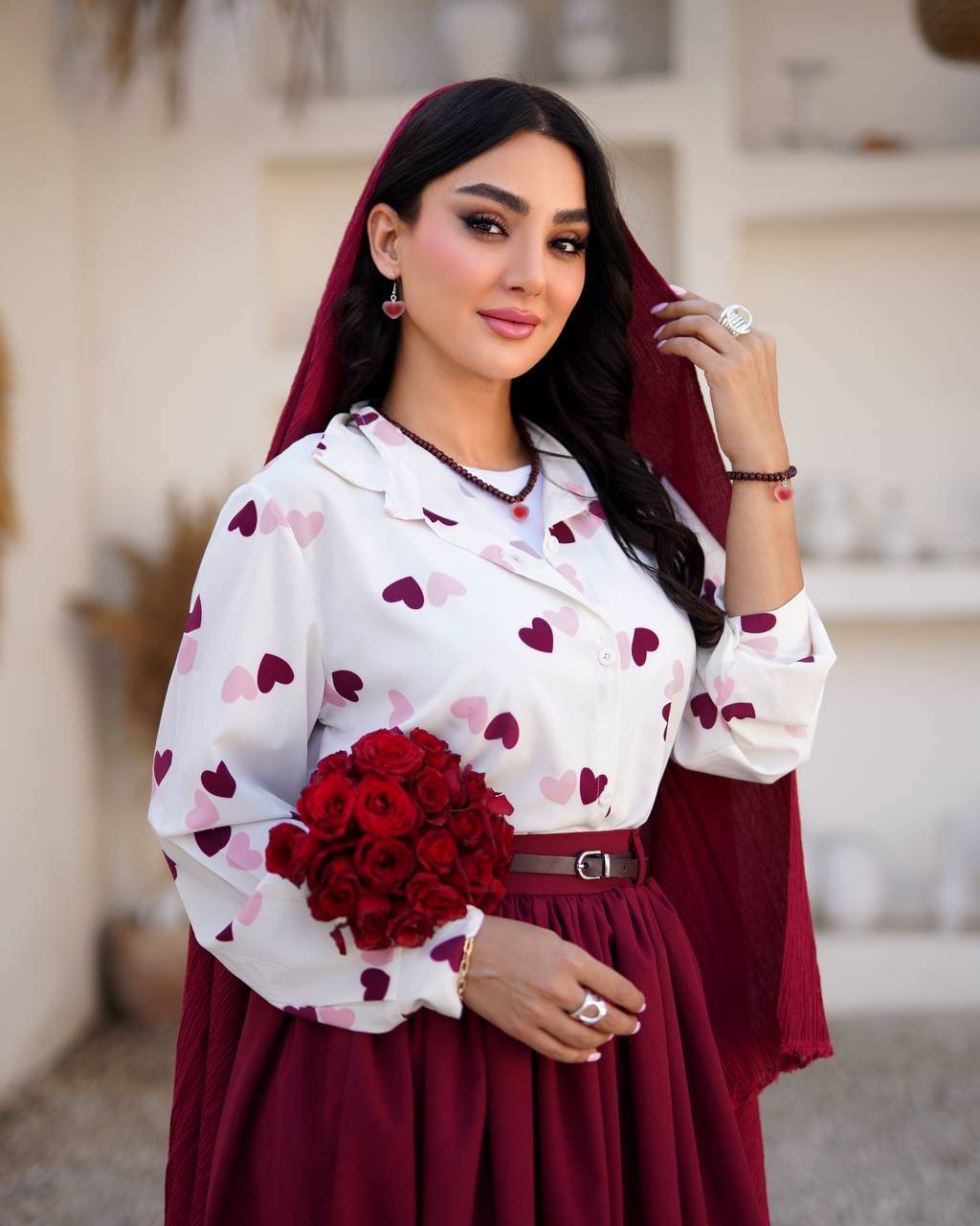 ست شومیز دامن زنانه طرح قلب